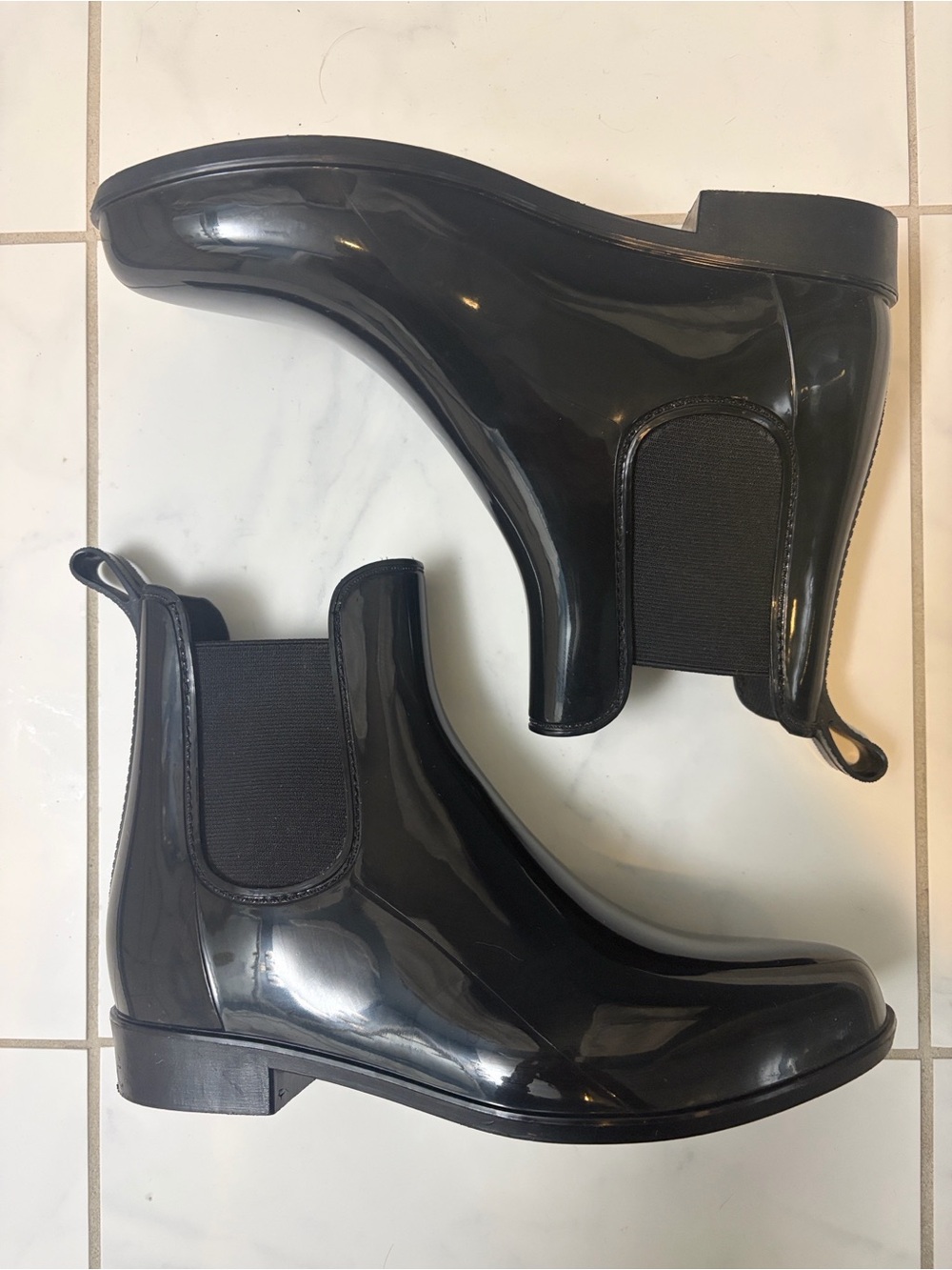 Dunes glossy black Chelsea rain boots